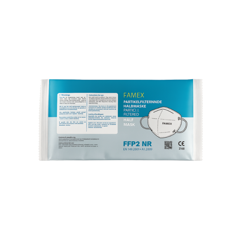 FAMEX FFP2  Box, Verpackungsansicht der einzelnen Maske