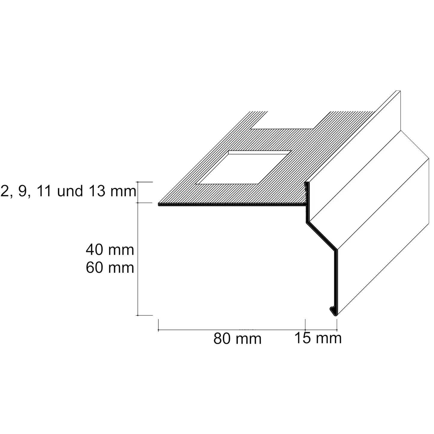 ST-PROFILE Balkonabschlussprofil - Aluminium pulverbeschichtet 3m Maße