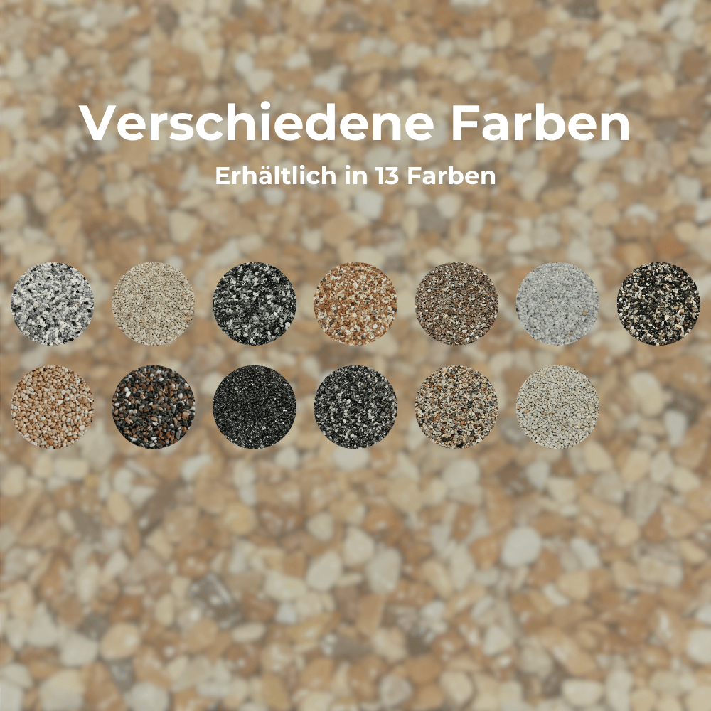 Steinteppich Komplettset - Natursteine und Bindemittel im Paket für deinen Steinteppich - Erhältlich in 13 verschiedenen Farben