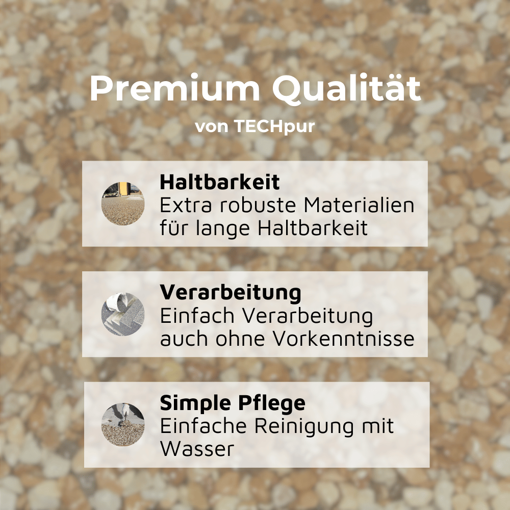 Steinteppich Komplettset - Natursteine und Bindemittel im Paket für deinen Steinteppich - Premium Qualität von TECHpur