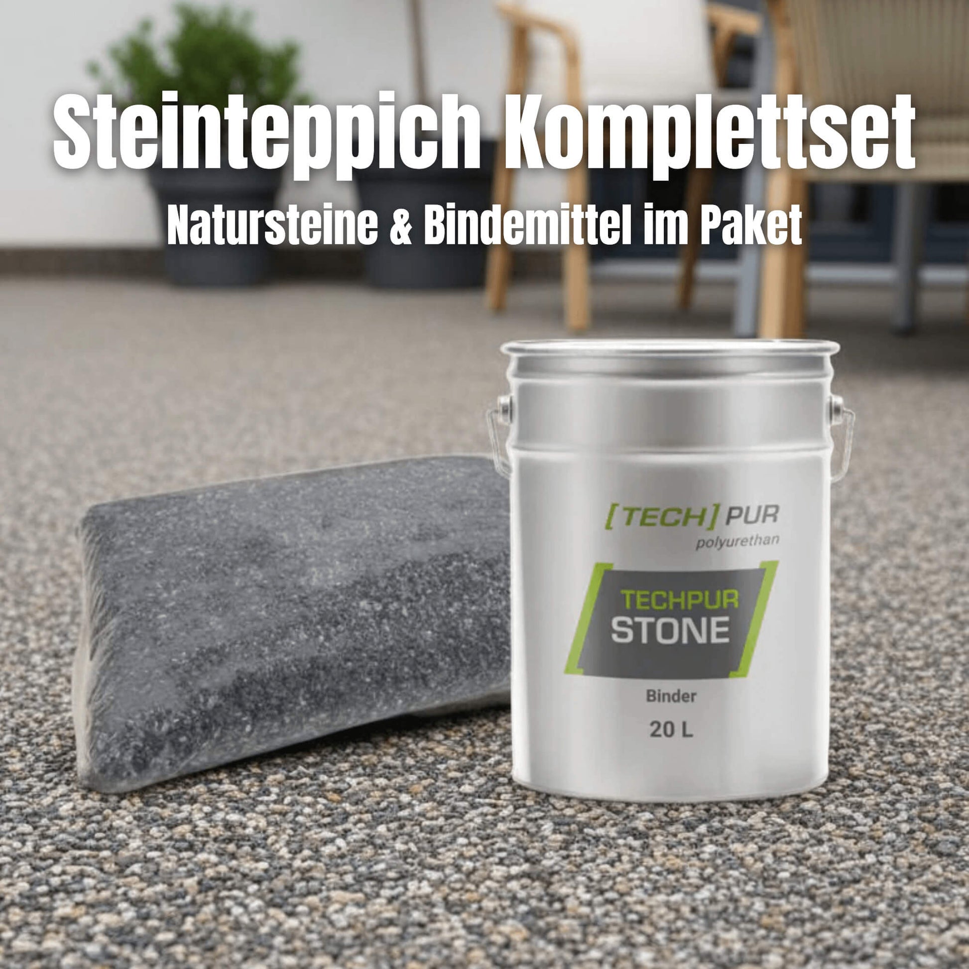 Steinteppich Komplettset - Natursteine und Bindemittel im Paket für deinen Steinteppich