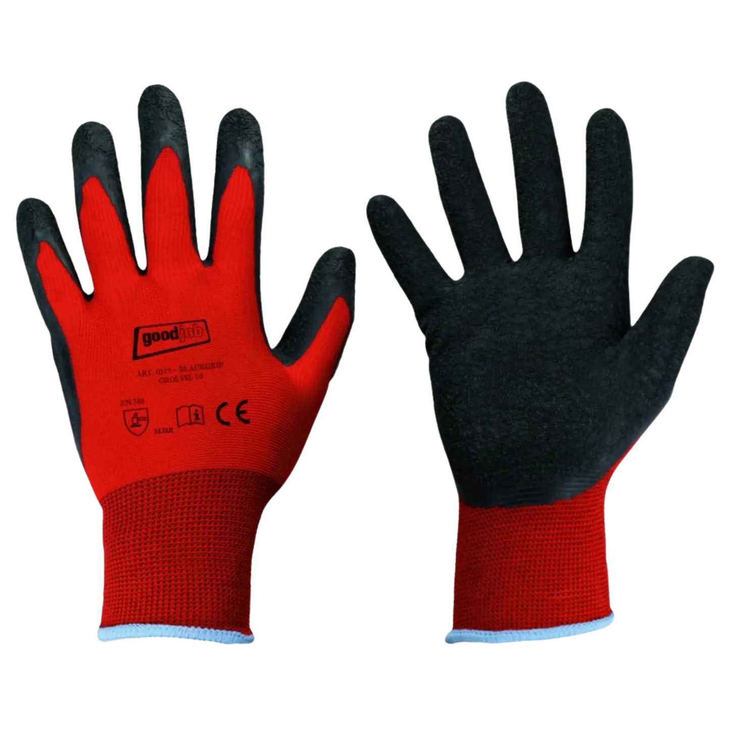 GOODJOB Black Grip Arbeitshandschuhe Rot 12er-Pack Größe 9