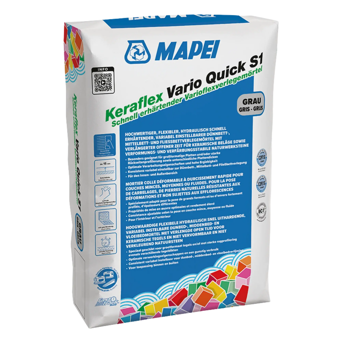MAPEI Keraflex Vario Quick S1 Schnell-Flexkleber C2FT S1 grau 25kg