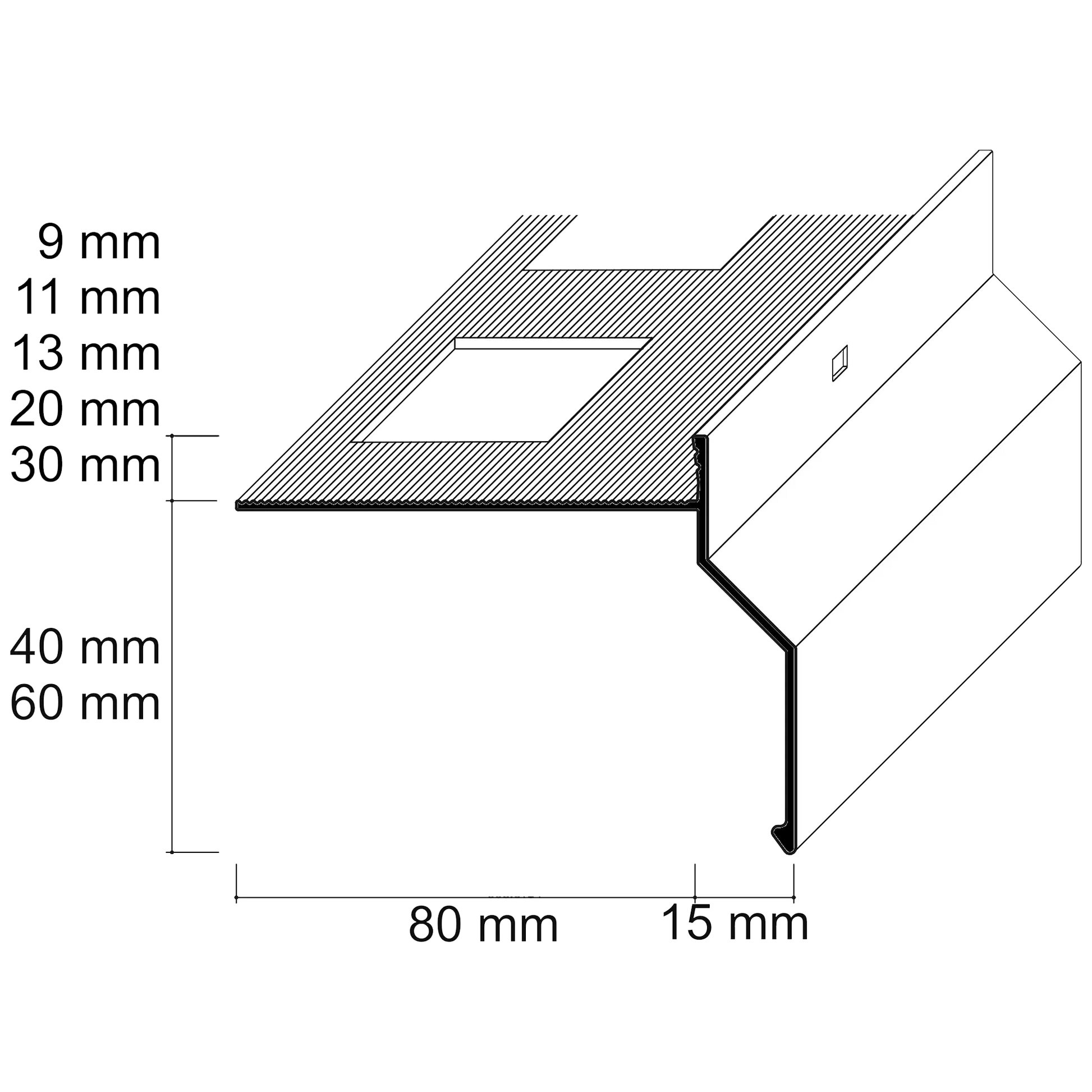 ST-PROFILE Balkonabschlussprofil gelocht - Aluminium pulverbeschichtet 3m Maße