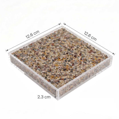 Steinteppich Musterplatten 12,5 x 12,5 x 2,5 cm – 18 Farben | Marmorkies 2–4 mm Maße