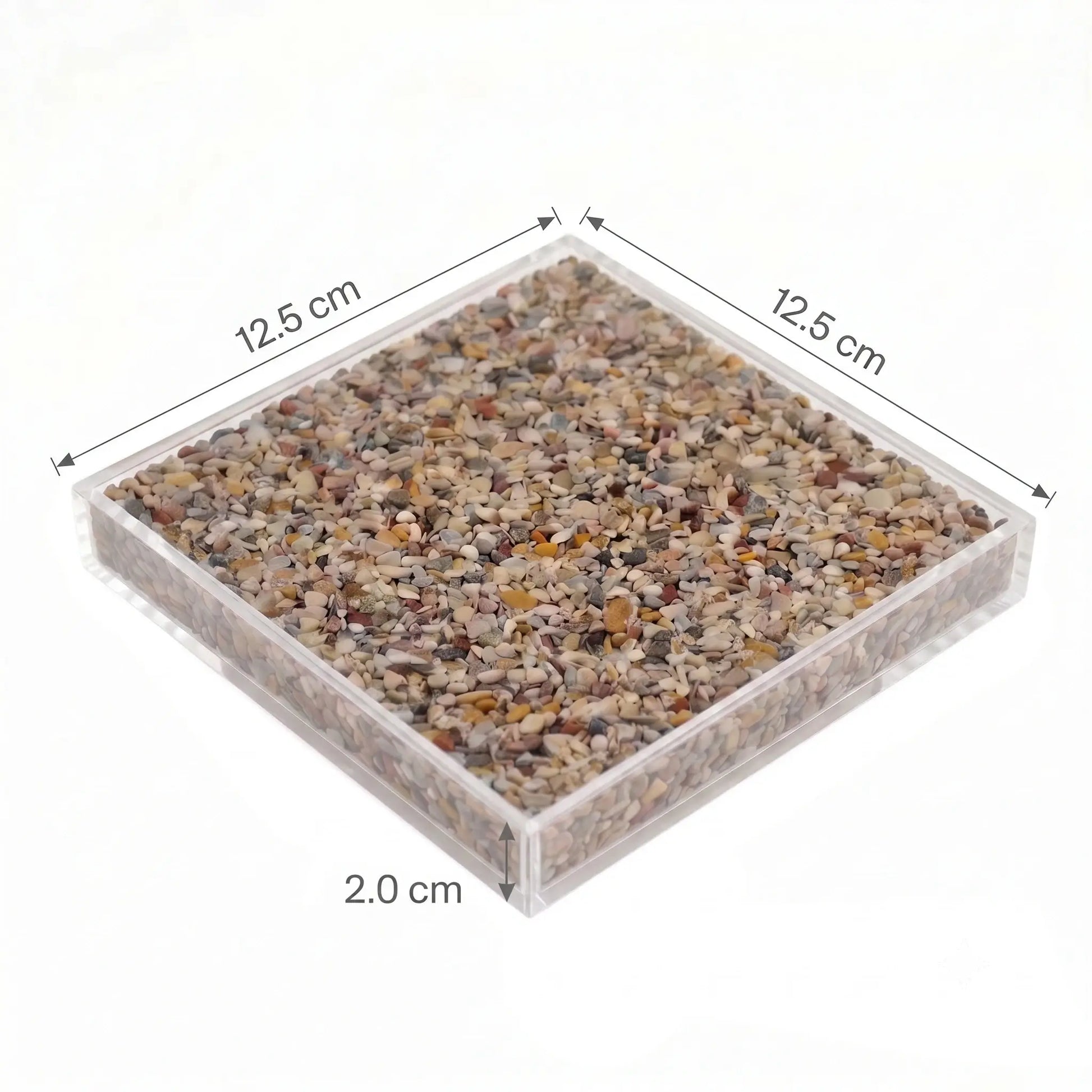 Steinteppich Musterplatten 12,5 x 12,5 x 2 cm – 18 verschiedene Farben | Marmorkies 2–4 mm